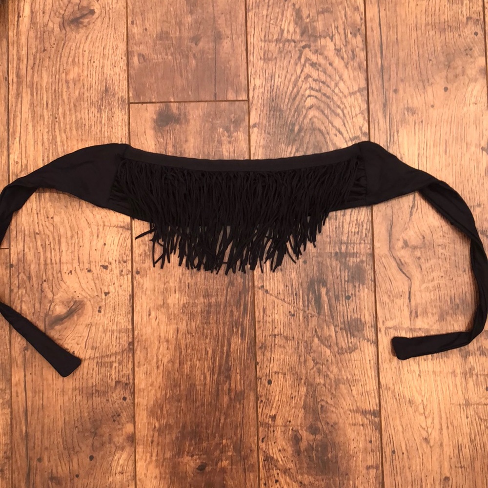 L SPACE fringe black bikini top